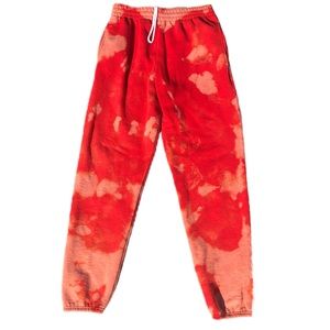 Bleach Dye Cozy Quarantine Sweatpants Pink & Red